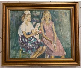 Волков А.В. "На досуге". Холст, масло. Размер 44х53 см. № 2913