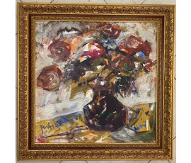 Акулов В.И. "Букет для любимой", 2013г. Холст, масло. Размер 74,5х74,5 см.№1417