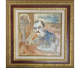 Акулов В.И "Автопортрет", 1994г. ДВП, масло. Размер 48х48 см. с рамой. № 3436