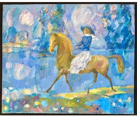 Жилин Е.И "Всадница", 1994г. Холст, масло. Размер 76х71 см. № 3031