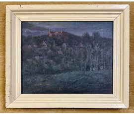 Скрипниченко Г.С. Вариант каталожной работы "Заслаўе", (Прыцемак) 1979-1987 г.г. Холст, масло. Размер с рамой 53,5х63,5 см. № 3972