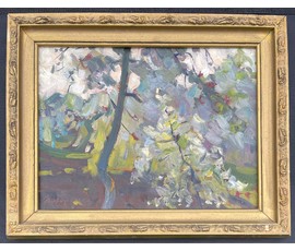 Назаренко Н.П "Май", 1963г. Картон, масло. Размер 29,5х39 см. С родной рамой 37х47 см. № 2852