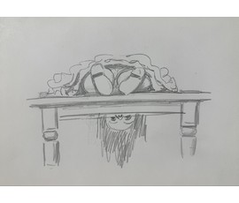 Фото: Вашкевич Р.П "Завтрак людоеда", 2006г. Бумага, карандаш. Размер 21х29,5 см. № 3902 - Артикул №3902