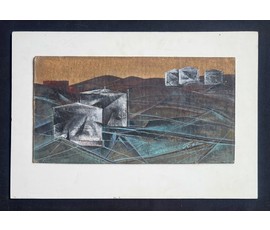 Скрипниченко Г.С "Нафтасховішча", 1962 г. ДВП, масло. Размер с паспарту 40х59 см. № 3981