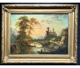 Reys H. Голландский пейзаж. 19 век. Подпись автора. Холст, масло. Размер с родной рамой 66х84 см. № 3831