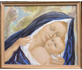 Кузьмич А.В "Мадонна", 1994г. ДВП, масло. Размер с рамой 59х49 см. № 3911