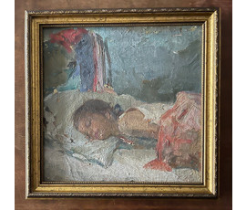 Крохалев П.С (Крохолев) "Спящая",1956г. Холст, масло.Размер 30,5х31 см. № 2928