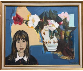 Щемелёв Л.Д "Настенька", 1989г. Картон, масло. Размер с рамой 85,5х70,5 см. № 3766