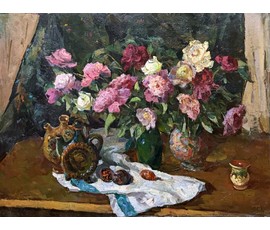 Кудревич Р.В. Народный художник. "Розы", холст, масло. Размер 120х90 см. № 3818