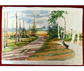 Зайцев Е.А Акварель. Народный художник. 1950-1960г. Размер 34х24 см. № 2190