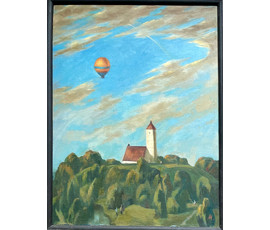 Коктев А.А "Полёт над Заславлем", 1985г. Холст, масло. Размер 80х60 см. № 2637