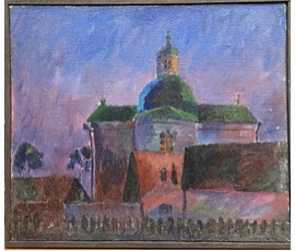 Фото: Лапчинский Л.В "Пейзаж", холст, масло. Размер с рамой 55,5х47,5 см. № 3990 - Артикул №3990