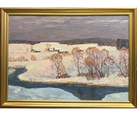 Козловский А.С "Розовый вечер". Картон, масло. Размер с рамой 76,х56,5 см. № 4088