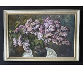 Аракчеев Б.В "Пушистая сирень", 1996г. Картон, масло. Размер с рамой 60х88 см. № 3677