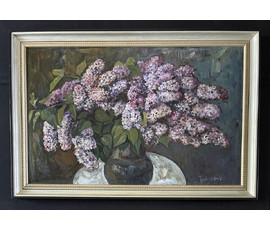 Аракчеев Б.В "Пушистая сирень", 1996г. Картон, масло. Размер с рамой 60х88 см. № 3677