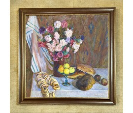 Фото: Максимцев К.И "Натюрморт",1984г. Холст, масло. Размер с рамой 96х96 см. № 3787 - Артикул №3787