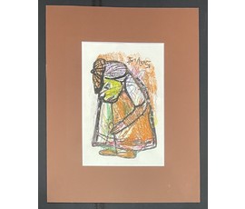 Акулов В.А "Оскорблённый", 1995. Бумага,акрил. Размер 60х47см. № 3509