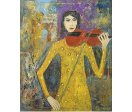 Лисовский А.С "Скрипачка",2026г. Холст, акрил. Размер 60х50 см. № 3863