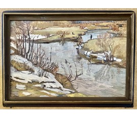 Катков С.П "Последний снег", холст, масло. Размер с рамой 100х68,5 см. № 3991