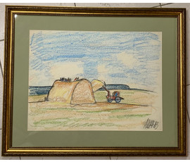 Щемелёв Л.Д. Пейзаж, 1983г. Бумага, смешанная техника. Размер 64х52 см. № 2754