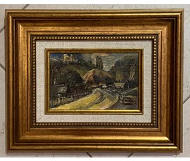 Хорошевич К.И "Родные места", 1971г. Картон, масло. Размер 10х15 см. № 2679