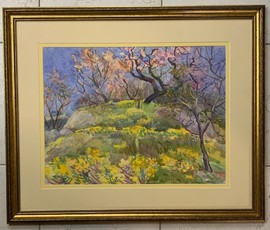 Фото: Доморад В.А "Весна в горах", 1987г., акварель. Размер 35,5х46,5 см. № 2842 - Артикул №2842