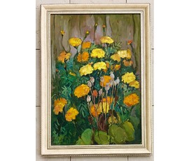 Казак Е.О "Бархатцы", 2001г. Холст, масло. размер 69х48 см. № 2474