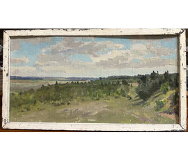 Бржозовский Г.Ф "Белорусский пейзаж", 1975г. Холст на картоне, масло. Размер 24х46 см. № 3445