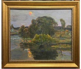 Гугель А.С. Вариант каталожной работы "Летняя ночь.Ждановичи", 1973г. Холст, масло. Размер с рамой 73,5х64,5 см. № 3802
