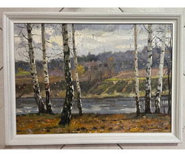 Фото: Корженевский А.С "Ветреный день", 1986г. Холст, масло. Размер 35х50 см. № 3022 - Артикул №3022