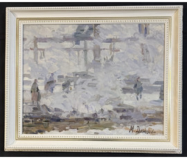 Фото: Данциг М.В "На строительной площадке", 1969г. Холст, масло.Размер с рамой 67х81,5 см. № 3873 - Артикул №3873