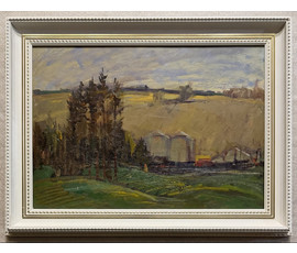 Фото: Данциг М.В "Пейзаж с цистернами", 1955г. Картон, масло. Размер с рамой 85х65 см. № 3872 - Артикул №3872
