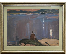 Кубарев В.Г. "Романтика", бумага, акварель. Размер 74,5х95,5 см. с рамой и паспарту. №887
