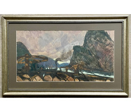 Кубарев В.Г. "Суровые будни", 1965 г. Бумага, смешанная техника. Размер 57х90 см. с рамой и паспарту. №890