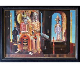 Скрипниченко Г.С. Художник-сюрреалист, "белорусский Дали". Каталожная работа "Весенняя аритмия.Музыканты", 1972-1992г.г. Минск. Холст, масло. Размер с рамой 95,5х66см. № 3664