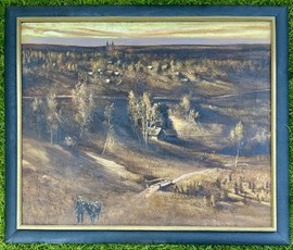 Скрипниченко Г.С.Художник-сюрреалист, "белорусский Дали". "Радзіма.Цёплы надвячорак", 1987-1995г.г. Холст, масло. Размер с рамой 91х77 см. № 3663