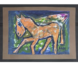 Акулов В.И "Любимая лошадка".Смешанная техника. 2024г. Размер с паспарту 70х50 см. № 3551