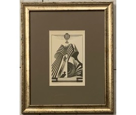Скрипниченко Г.С. Художник-сюрреалист, "белорусский Дали". Экслибрис. ЖИФ. 1970г. Тушь,размер 14х17 см. С рамой 27х32см. № 1984