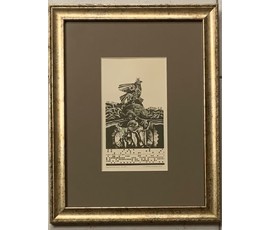 Скрипниченко Г.С. Художник-сюрреалист, "белорусский Дали". Экслибрис. Яечко С.Э. 1969г. Размер 9х14 см. С рамой 26, 5х34 см. № 1987