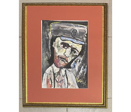 Фото: Акулов В. И « Автопортрет - белогвардеец", 1996г. Смешанная техника. Размер с паспарту 37х46см. № 3456 - Артикул №3456