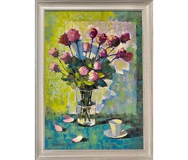 Барсуков Д.В "Розы", 2022г. Холст, масло. Размер 70х50 см. № 2611