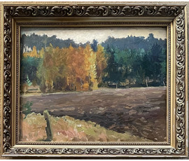 Фото: Дучиц Н.В "Земля белорусская", 1963г. Картон, масло.Размер 45х58 см. С родной рамой 57х68 см. № 2820 - Артикул №2820