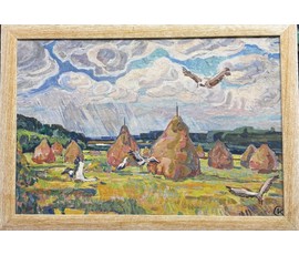 Катков С.П "Лето", 1960 год. Холст, масло. Размер с рамой 64,5х45,5 см. № 3850