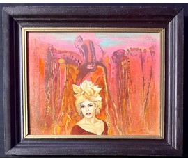 Скрипниченко Г.С. Каталожная работа "Я ўжо выйшла замуж", 1979г. Картон, смешанная техника. Размер с рамой 60,5х50,5 см. № 3921