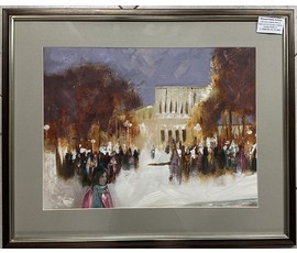 Фото: Михаленко А. «Оперный театр. Минск», смешанная техника. Размер с рамой и паспарту 59х48 см. - Артикул №1068