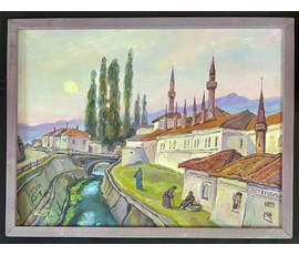 Фото: Поплавский Г.Г "Бахчисарайский ханский дворец", 2015г. Холст, акрил. Размер с рамой 64х84,5 см. № 3651 - Артикул №3651