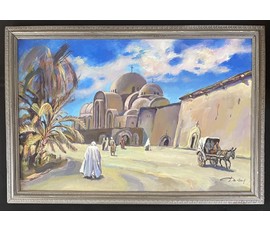 Поплавский Г.Г. Каталожная работа "Египет.Монастырь Коптов", 2014 г. Холст, акрил. Размер с рамой 93х64 см. № 3655