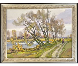 Фото: Поплавский Г.Г "Фенина заводь.Масковичи". Холст, масло. размер с рамой 90х70 см. № 3647 - Артикул №3647