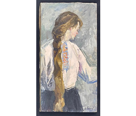 Гомонов В.К "Белорусочка.Девушка-селянка", 1971г. Холст, масло.Размер 73х37,5 см. № 2908