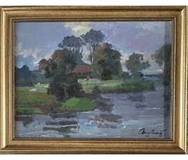 Маслеников П.В "Пейзаж",1964г. Холст, масло. Размер с рамой 46,5х59 см. № 3234